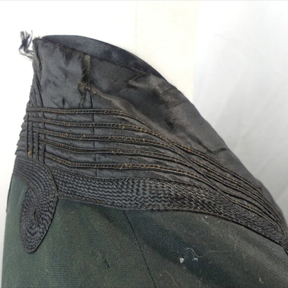 Antique Black Full Length Coat with Corde Applied Trim - Picture 4 of 9